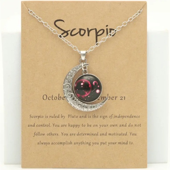 Luminous Zodiac Retro Moon Pendant Necklace & Card NIP - Picture 7 of 15